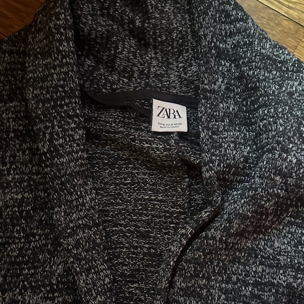 Zara Black & Gray Marled Open-Front Cardigan